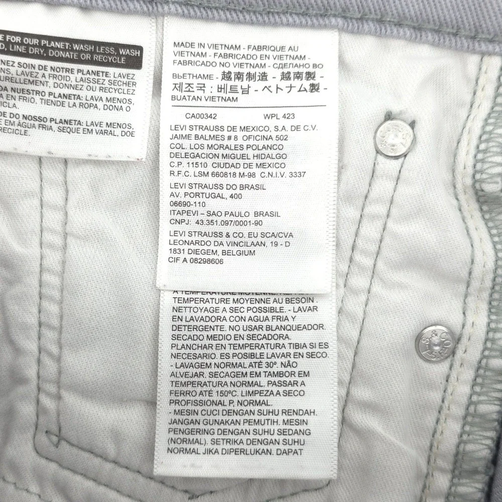 Levi's Mens Jeans 511 Slim Fit 33x30 Light Grey Modern Stretch‎ Denim